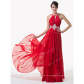 Grace Karin Backless con lentejuelas palabra de longitud rebordeado rojo vestido de noche largo CL6184